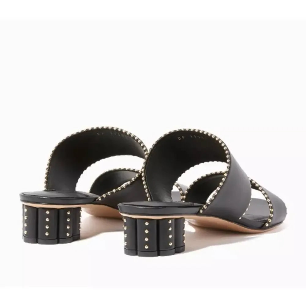 Salvatore Ferragamo Black Belluno Studs Slide Two-Strap Mule - Picture 8 of 14